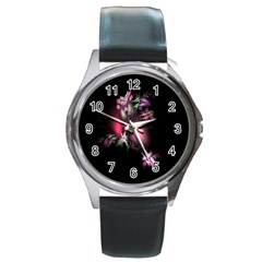 Colour Of Nature Fractal A Nice Fractal Coloured Garden Round Metal Watch by Simbadda