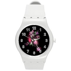 Colour Of Nature Fractal A Nice Fractal Coloured Garden Round Plastic Sport Watch (m) by Simbadda