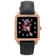 Colour Of Nature Fractal A Nice Fractal Coloured Garden Rose Gold Leather Watch  by Simbadda