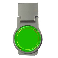 Green Circle Fractal Frame Money Clips (round)  by Simbadda