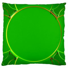 Green Circle Fractal Frame Large Cushion Case (two Sides) by Simbadda