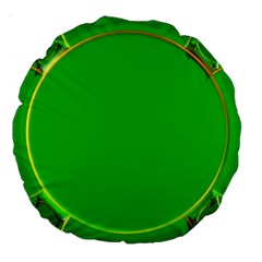 Green Circle Fractal Frame Large 18  Premium Round Cushions by Simbadda