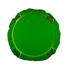 Green Circle Fractal Frame Standard 15  Premium Flano Round Cushions by Simbadda