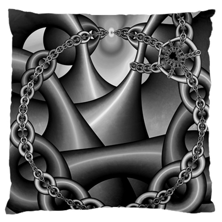 Grey Fractal Background With Chains Large Flano Cushion Case (One Side)