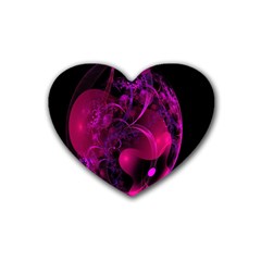 Fractal Using A Script And Coloured In Pink And A Touch Of Blue Heart Coaster (4 Pack)  by Simbadda