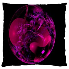 Fractal Using A Script And Coloured In Pink And A Touch Of Blue Large Cushion Case (two Sides) by Simbadda