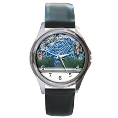 Mural Wall Located Street Georgia Usa Round Metal Watch by Simbadda