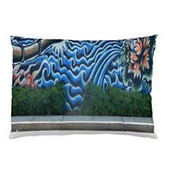 Mural Wall Located Street Georgia Usa Pillow Case by Simbadda