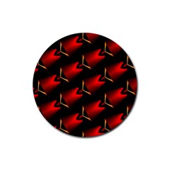 Fractal Background Red And Black Rubber Coaster (round)  by Simbadda