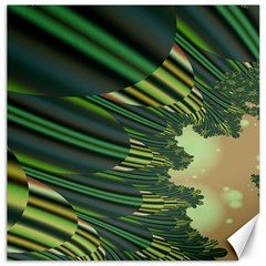 A Feathery Sort Of Green Image Shades Of Green And Cream Fractal Canvas 16  X 16   by Simbadda