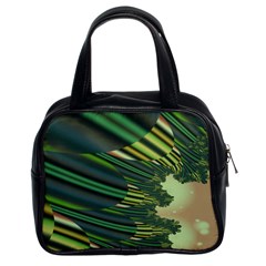 A Feathery Sort Of Green Image Shades Of Green And Cream Fractal Classic Handbags (2 Sides) by Simbadda