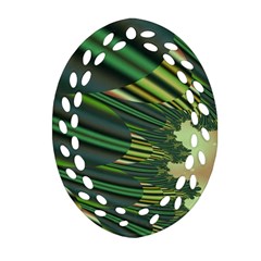 A Feathery Sort Of Green Image Shades Of Green And Cream Fractal Ornament (oval Filigree)