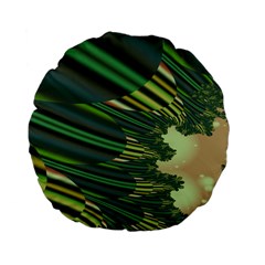 A Feathery Sort Of Green Image Shades Of Green And Cream Fractal Standard 15  Premium Flano Round Cushions by Simbadda