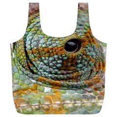 Macro Of The Eye Of A Chameleon Full Print Recycle Bags (l)  by Simbadda