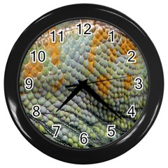 Macro Of Chameleon Skin Texture Background Wall Clocks (Black)