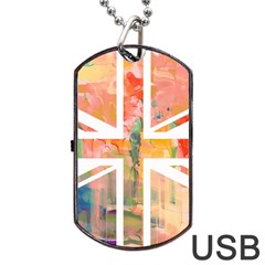 Union Jack Abstract Watercolour Painting Dog Tag Usb Flash (one Side)