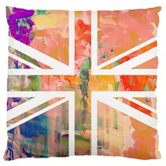 Union Jack Abstract Watercolour Painting Large Cushion Case (one Side) by Simbadda