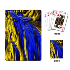 Blue And Gold Fractal Lava Playing Card by Simbadda