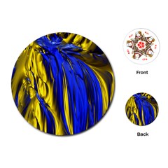 Blue And Gold Fractal Lava Playing Cards (round)  by Simbadda