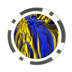 Blue And Gold Fractal Lava Poker Chip Card Guard by Simbadda