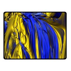 Blue And Gold Fractal Lava Double Sided Fleece Blanket (small)  by Simbadda