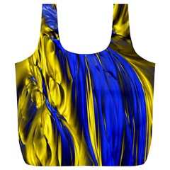 Blue And Gold Fractal Lava Full Print Recycle Bags (l)  by Simbadda