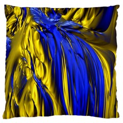 Blue And Gold Fractal Lava Large Flano Cushion Case (two Sides) by Simbadda