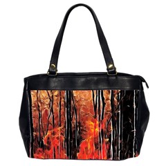 Forest Fire Fractal Background Office Handbags (2 Sides)  by Simbadda