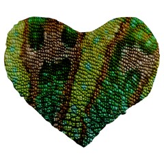Colorful Chameleon Skin Texture Large 19  Premium Flano Heart Shape Cushions by Simbadda