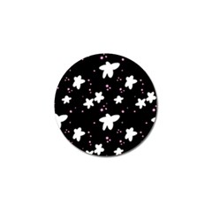 Square Pattern Black Big Flower Floral Pink White Star Golf Ball Marker (4 Pack)