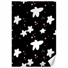 Square Pattern Black Big Flower Floral Pink White Star Canvas 20  X 30   by Alisyart