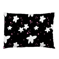 Square Pattern Black Big Flower Floral Pink White Star Pillow Case