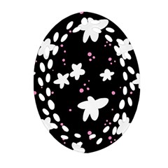 Square Pattern Black Big Flower Floral Pink White Star Ornament (oval Filigree)