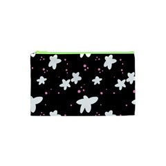 Square Pattern Black Big Flower Floral Pink White Star Cosmetic Bag (xs) by Alisyart