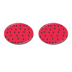 Watermelon Fan Red Green Fruit Cufflinks (oval) by Alisyart