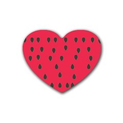 Watermelon Fan Red Green Fruit Rubber Coaster (heart) 