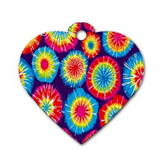 Tie Dye Circle Round Color Rainbow Red Purple Yellow Blue Pink Orange Dog Tag Heart (one Side)