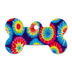 Tie Dye Circle Round Color Rainbow Red Purple Yellow Blue Pink Orange Dog Tag Bone (two Sides)