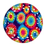 Tie Dye Circle Round Color Rainbow Red Purple Yellow Blue Pink Orange Round Filigree Ornament (Two Sides) Back