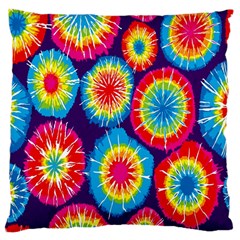 Tie Dye Circle Round Color Rainbow Red Purple Yellow Blue Pink Orange Large Cushion Case (two Sides)