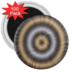 Prismatic Waves Gold Silver 3  Magnets (100 Pack)