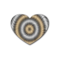 Prismatic Waves Gold Silver Rubber Coaster (heart)  by Alisyart