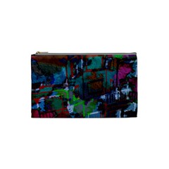 Dark Watercolor On Partial Image Of San Francisco City Mural Usa Cosmetic Bag (small)  by Simbadda