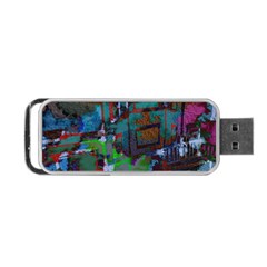 Dark Watercolor On Partial Image Of San Francisco City Mural Usa Portable Usb Flash (two Sides) by Simbadda