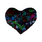 Dark Watercolor On Partial Image Of San Francisco City Mural Usa Standard 16  Premium Heart Shape Cushions Back