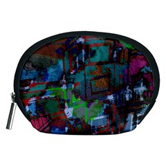 Dark Watercolor On Partial Image Of San Francisco City Mural Usa Accessory Pouches (medium)  by Simbadda