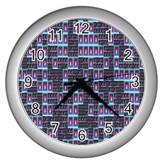 Techno Fractal Wallpaper Wall Clocks (silver) 