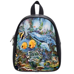 Colorful Aquatic Life Wall Mural School Bags (small)  by Simbadda