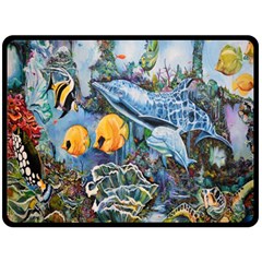 Colorful Aquatic Life Wall Mural Fleece Blanket (large)  by Simbadda