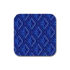 Blue Fractal Background Rubber Square Coaster (4 Pack)  by Simbadda